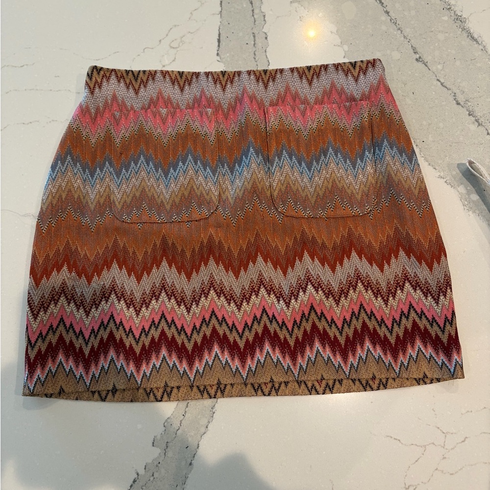 Missoni Zigzag Knit Mini Skirt in Pink, Brown & Blue